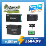 3.84kWh Motorhome Power Kit | 300Ah LiFePO4 Battery, 2000W Inverter