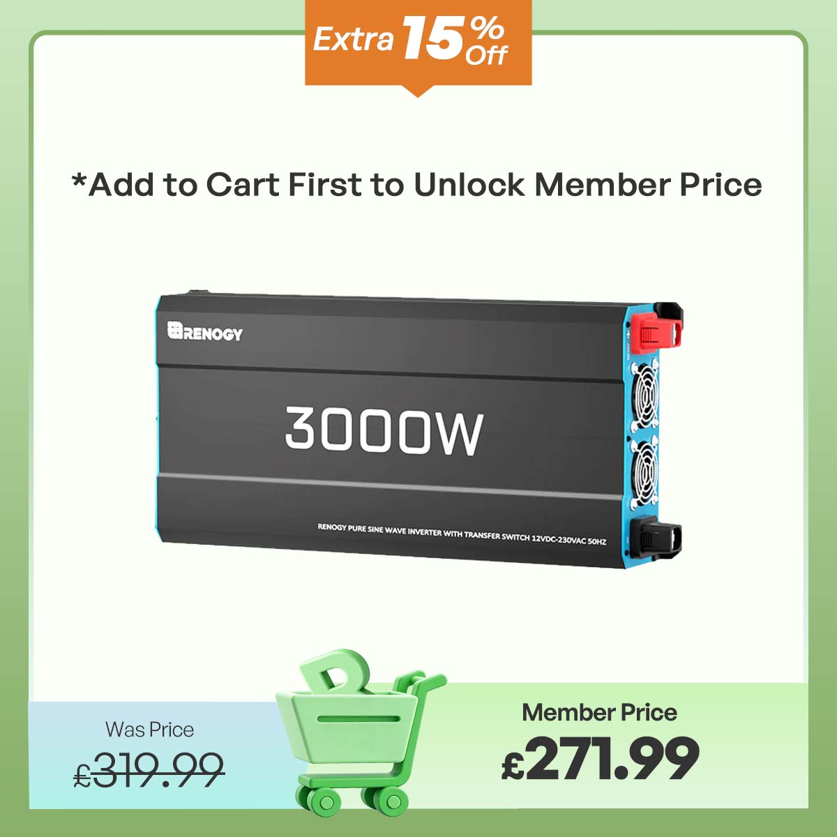 3000W 12V Solar Inverter Pure Sine Wave DC to AC for Camper Van Motorhome Off-Grid