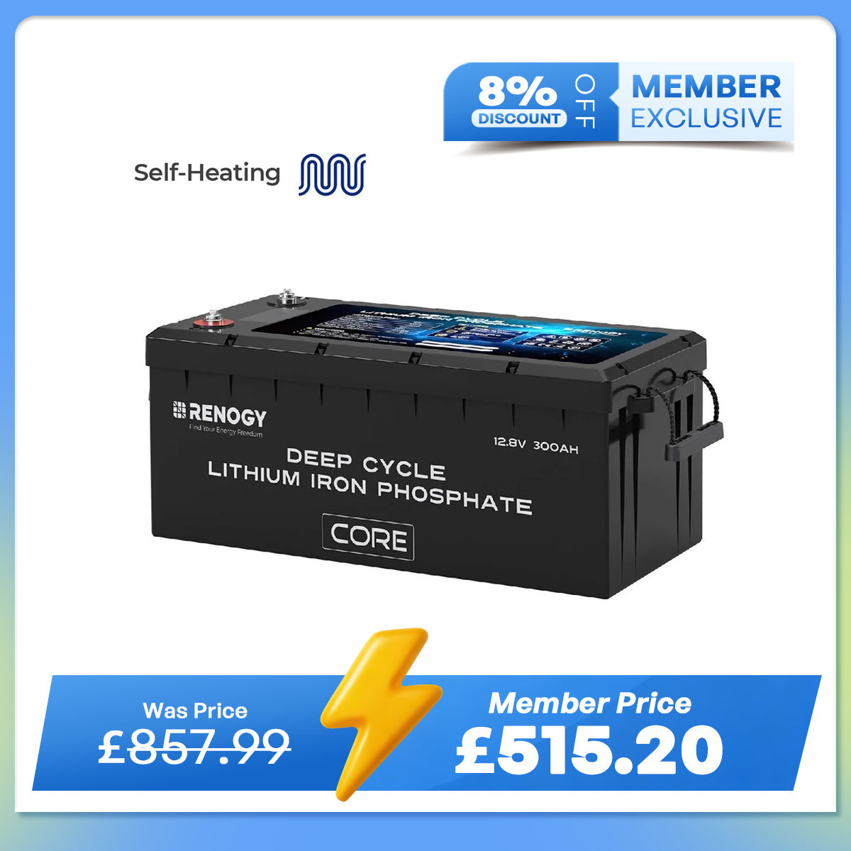 Core - 12V 300Ah Core Series Deep Cycle Lithium Iron Phosphate Battery w/Self-Heating