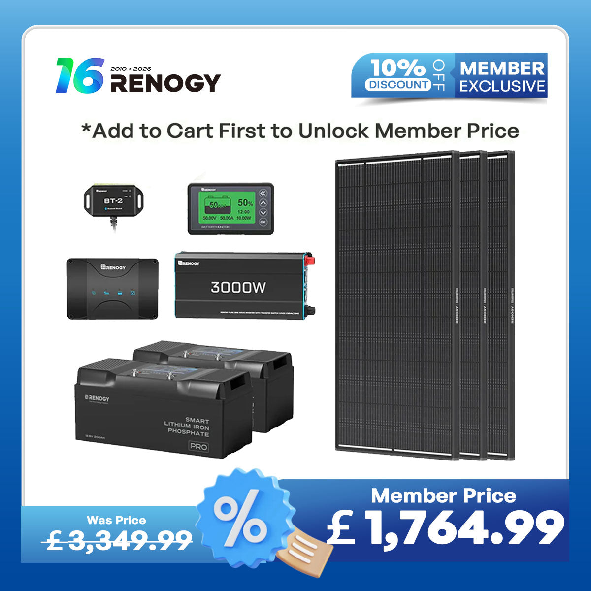 5.12Kwh Caravan Power System | 200Ah LiFePO4 Batteries w/Bluetooth, 3000W inverter