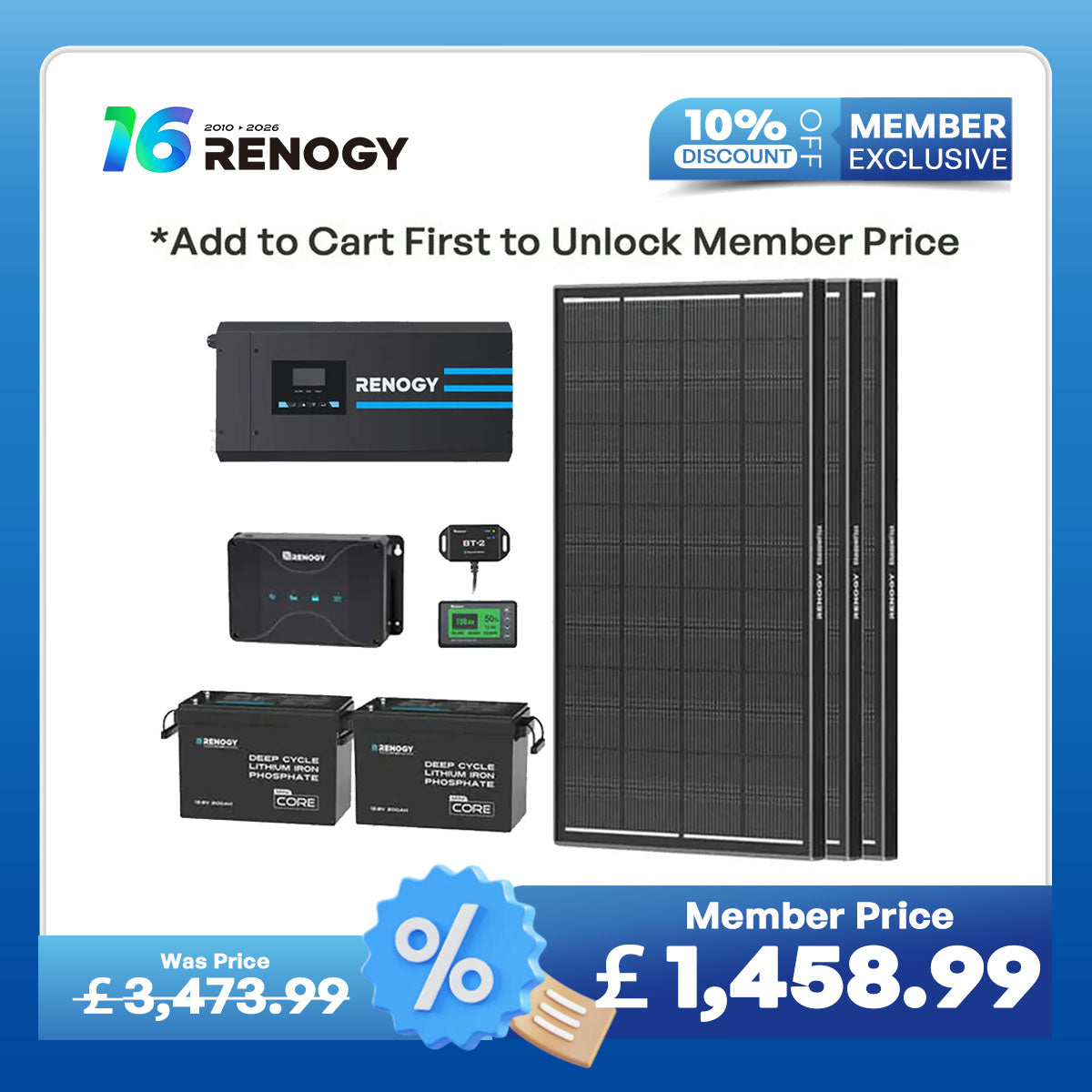 5.12kWh Hybrid Power System | 3000W Inverter Charger, 200Ah LiFePO4 Batteries