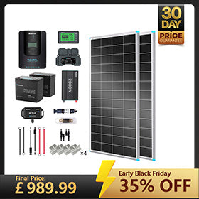 2kWh 400W 12V Solar Panel System w/Solar Panel, Battery, Inverter and Charge Controller
