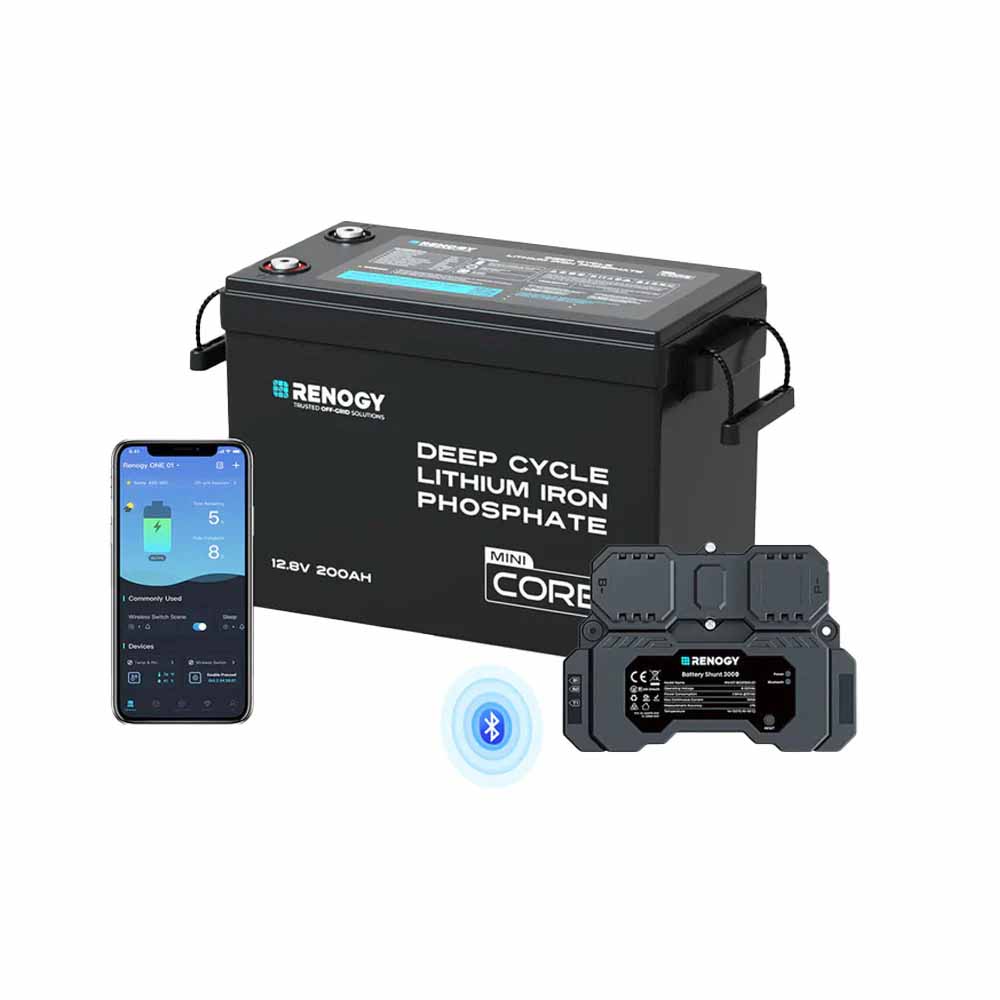 Renogy Official - Core Mini 12V 200Ah Smart Lifepo? Battery W/ Bluetooth & App Control | Space-Saving Off-Grid Power
