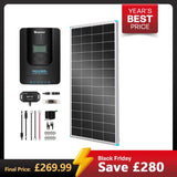 200W 12V/24V Monocrystalline Solar Premium Kit w/Rover 20A Charger Controller