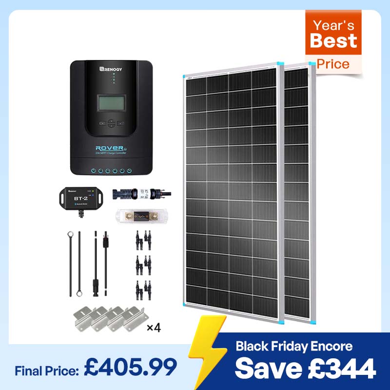 400W 12V/24V Monocrystalline Solar Premium Kit w/Rover 40A Charger Controller