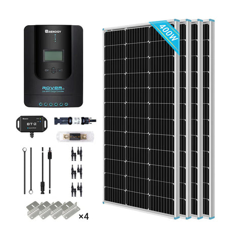400W 12V/24V Monocrystalline Solar Premium Kit w/Rover 40A Charger Controller