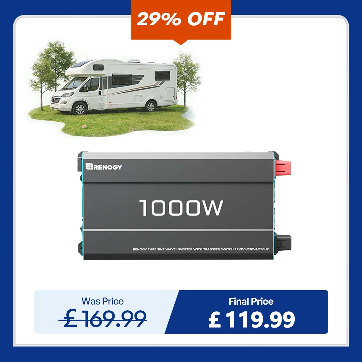 Pure Sine Wave Inverter 12V to 230V with UPS Backup 1000W / 2000W / 3000W