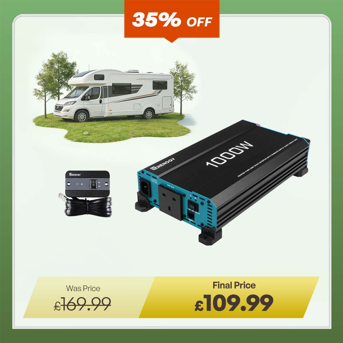 1000W Pure Sine Wave Inverter 12V to 230V with UPS Backup