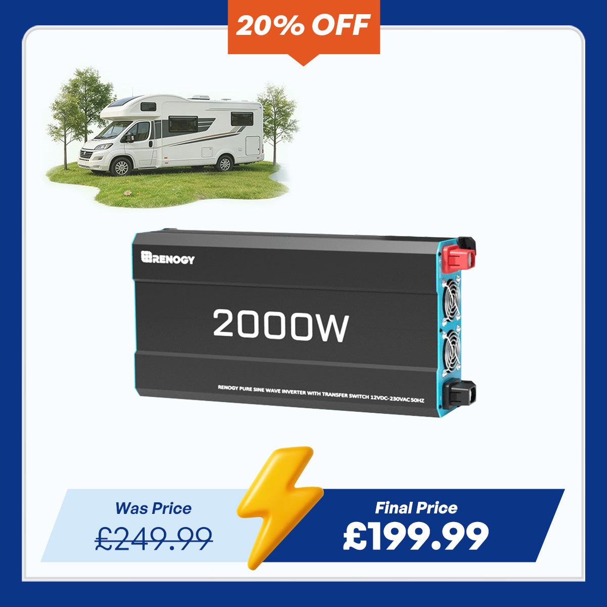 12V 2000W Pure Sine Wave Inverter with UPS Backup
