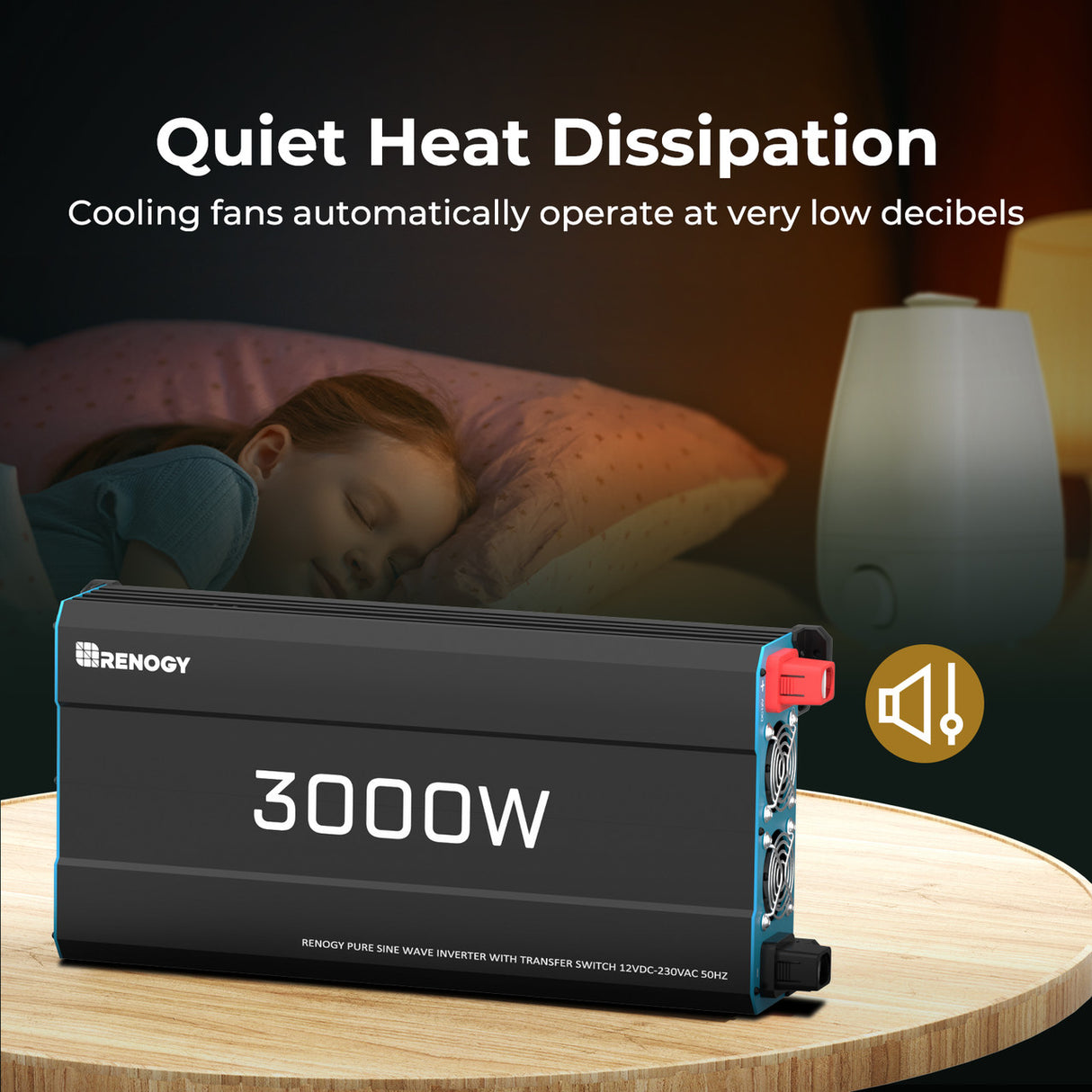 3000W 12V to 230V/240V Pure Sine Wave Inverter with Efficient and Quiet Heat Dissipation