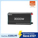 3000W 12V Solar Inverter Pure Sine Wave DC to AC for Camper Van Motorhome Off-Grid
