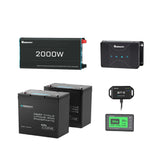 2.56kWh Motorhome Power Kit | 2 Pack 100Ah LiFePO4 Battery, 2000W Inverter