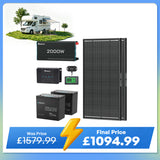 2.56kWh Motorhome Power Kit | 2 Pack 100Ah LiFePO4 Battery, 2000W Inverter