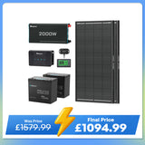 2.56kWh Motorhome Power Kit | 2 Pack 100Ah LiFePO4 Battery, 2000W Inverter
