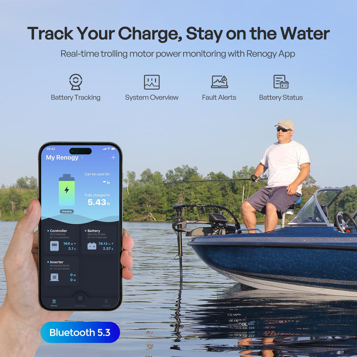 Core - 12V 100Ah Trolling Motor Group 24 LiFePO4 Battery w/ Bluetooth