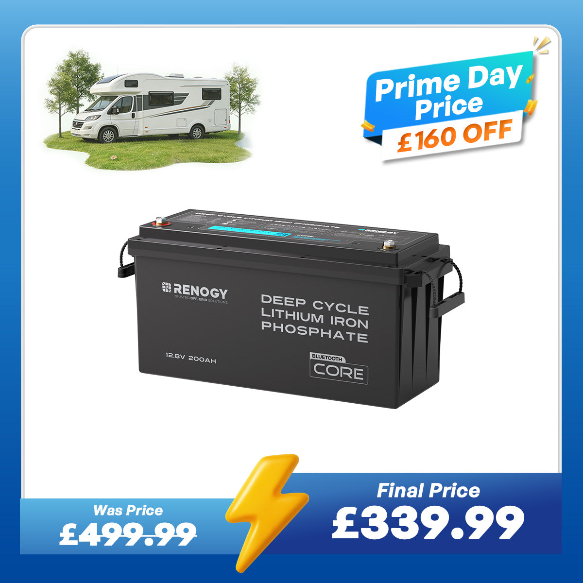 Core - 12V 200Ah Lithium Iron Phosphate Battery w/ Bluetooth
