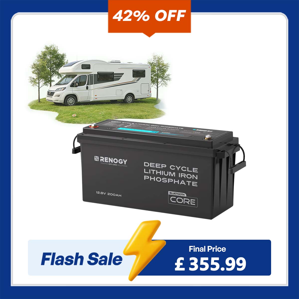 Core - 12V 200Ah Lithium Iron Phosphate Battery w/ Bluetooth