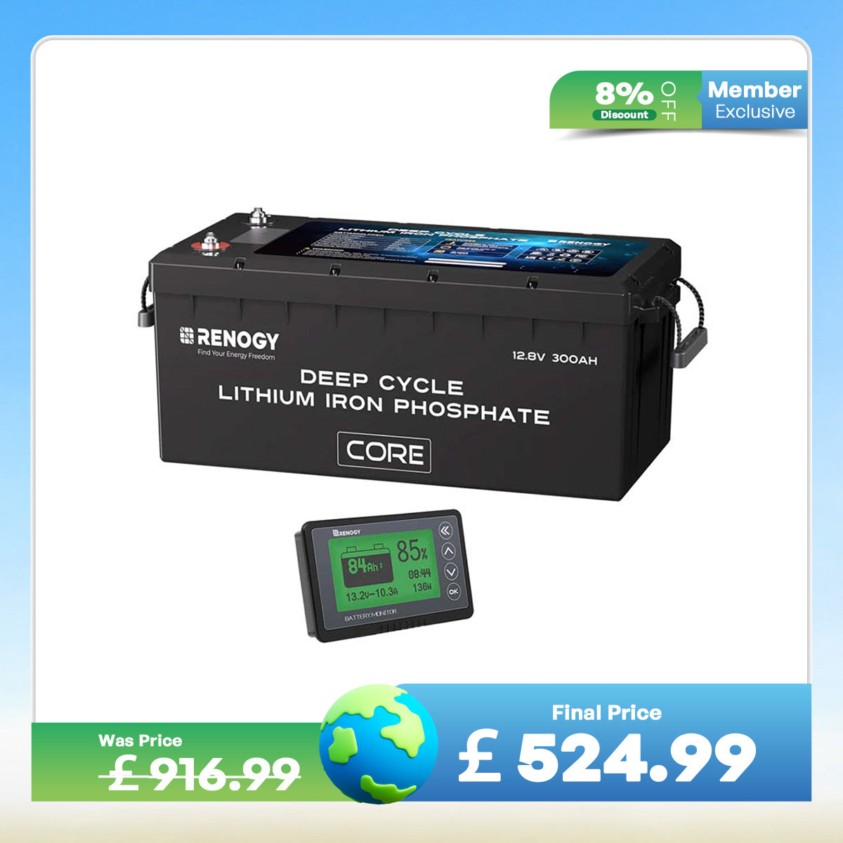 Core - 12V 300Ah Core Series Deep Cycle Lithium Iron Phosphate Battery w/Self-Heating