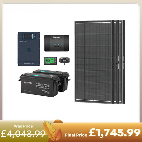5.12kWh Hybrid Power System | 3000W Inverter Charger, 200Ah LiFePO4 Batteries