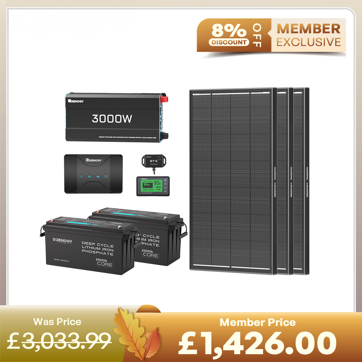 5.12kWh Power System | 200Ah LiFePO4 Batteries, 3000W Inverter