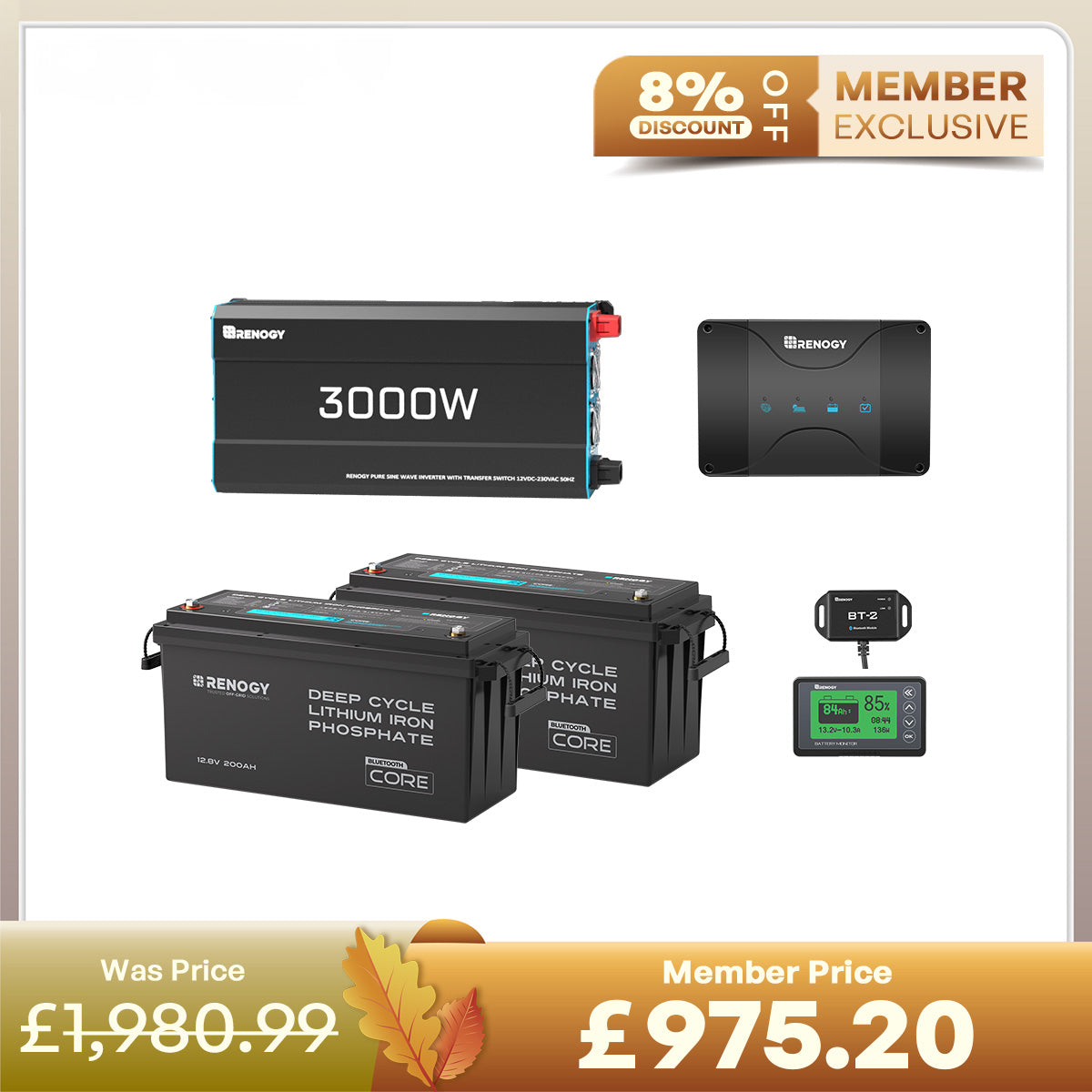 5.12kWh Power System | 200Ah LiFePO4 Batteries, 3000W Inverter