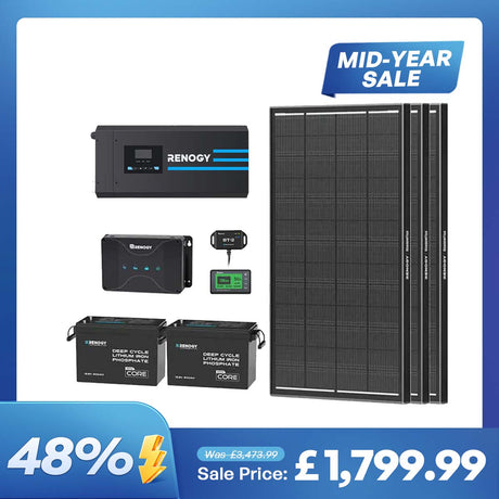 5.12kWh Hybrid Power System | 3000W Inverter Charger, 200Ah LiFePO4 Batteries
