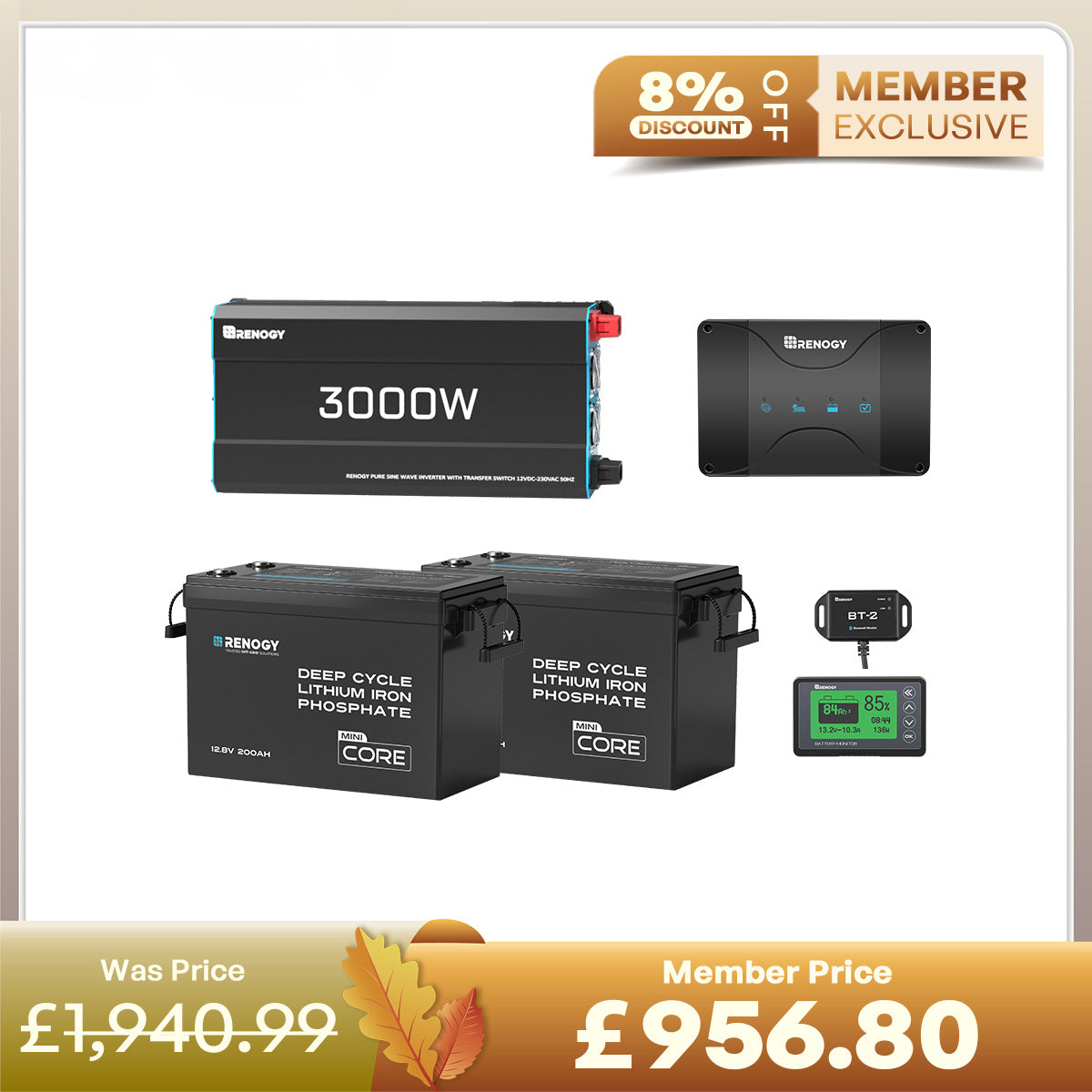 5.12kWh Power System | 200Ah LiFePO4 Batteries, 3000W Inverter
