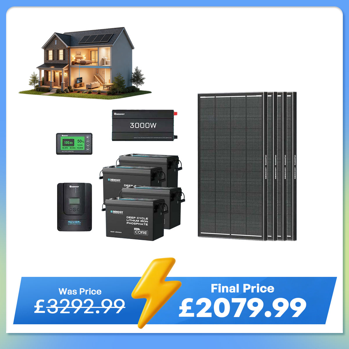 10.24kWh Off-Grid Power Kit | 3000W Inverter, 60A MPPT