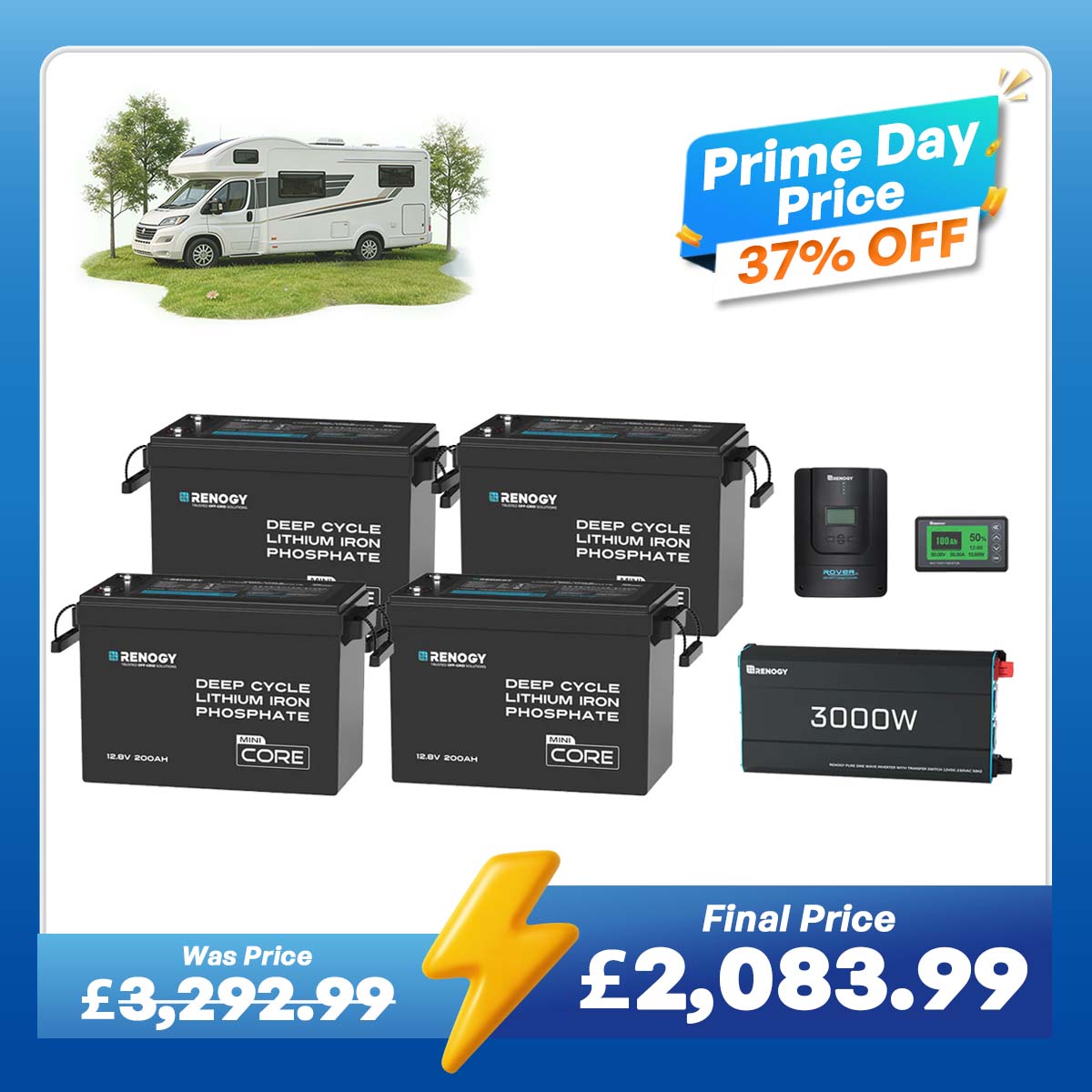 10.24kWh Off-Grid Power Kit | 3000W Inverter, 60A MPPT