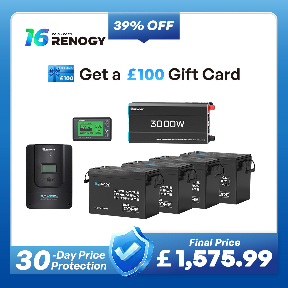 10.24kWh Off-Grid Power Kit | 3000W Inverter, 60A MPPT