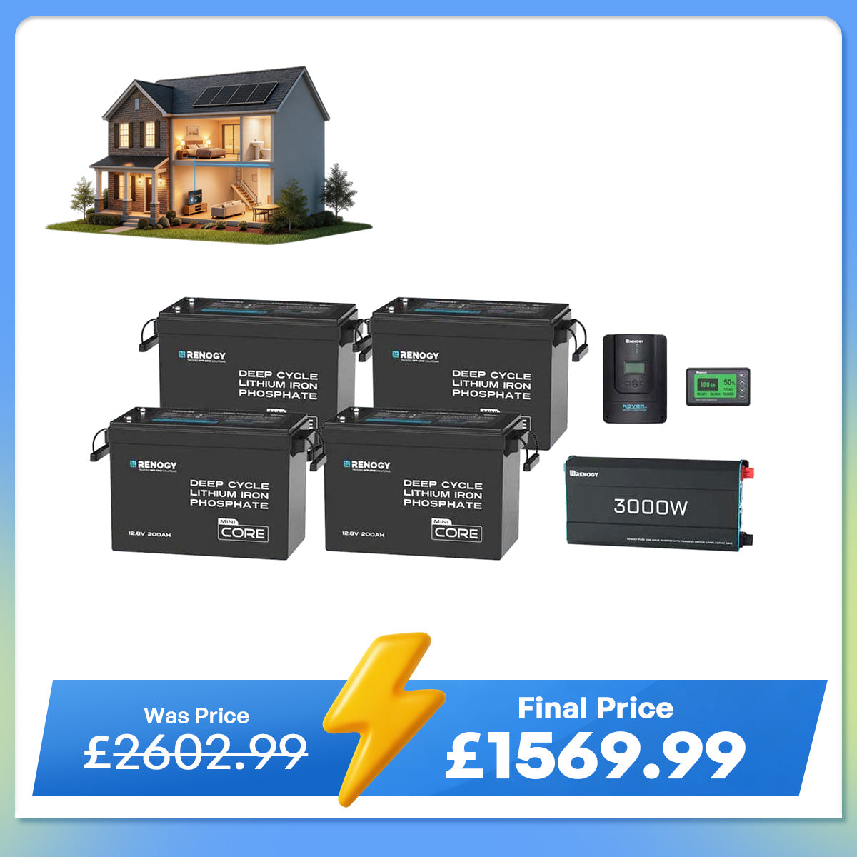10.24kWh Off-Grid Power Kit | 3000W Inverter, 60A MPPT