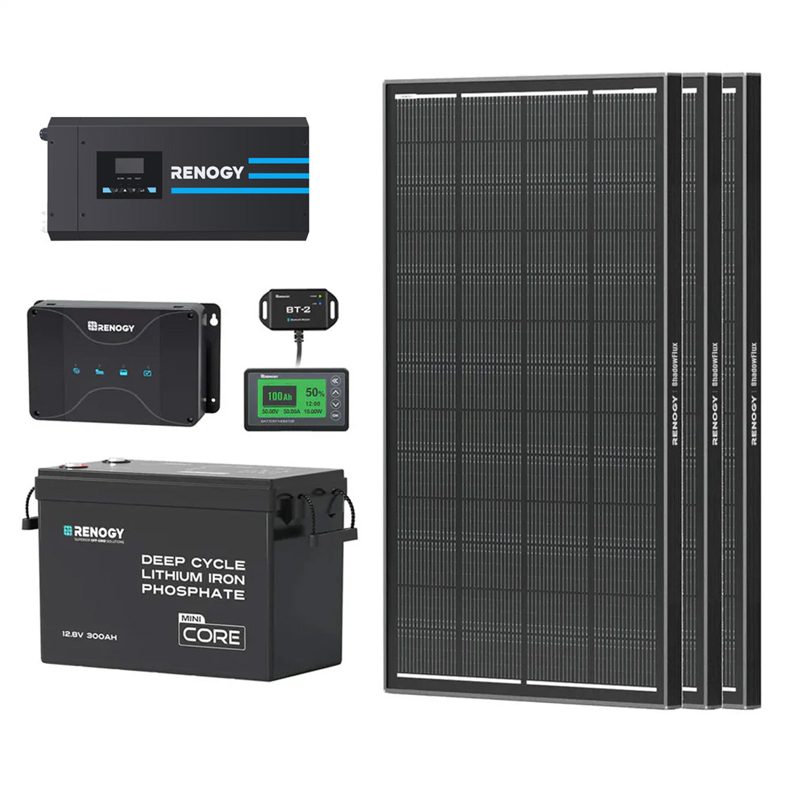 3.84kWh Motorhome Power Kit | 300Ah LiFePO4 Battery, 2000W Inverter
