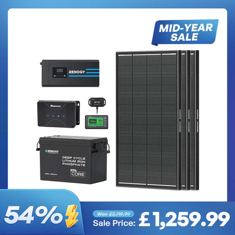 3.84kWh Hybrid Power Kit | 2000W Inverter Charger, 300Ah LiFePO4 Battery