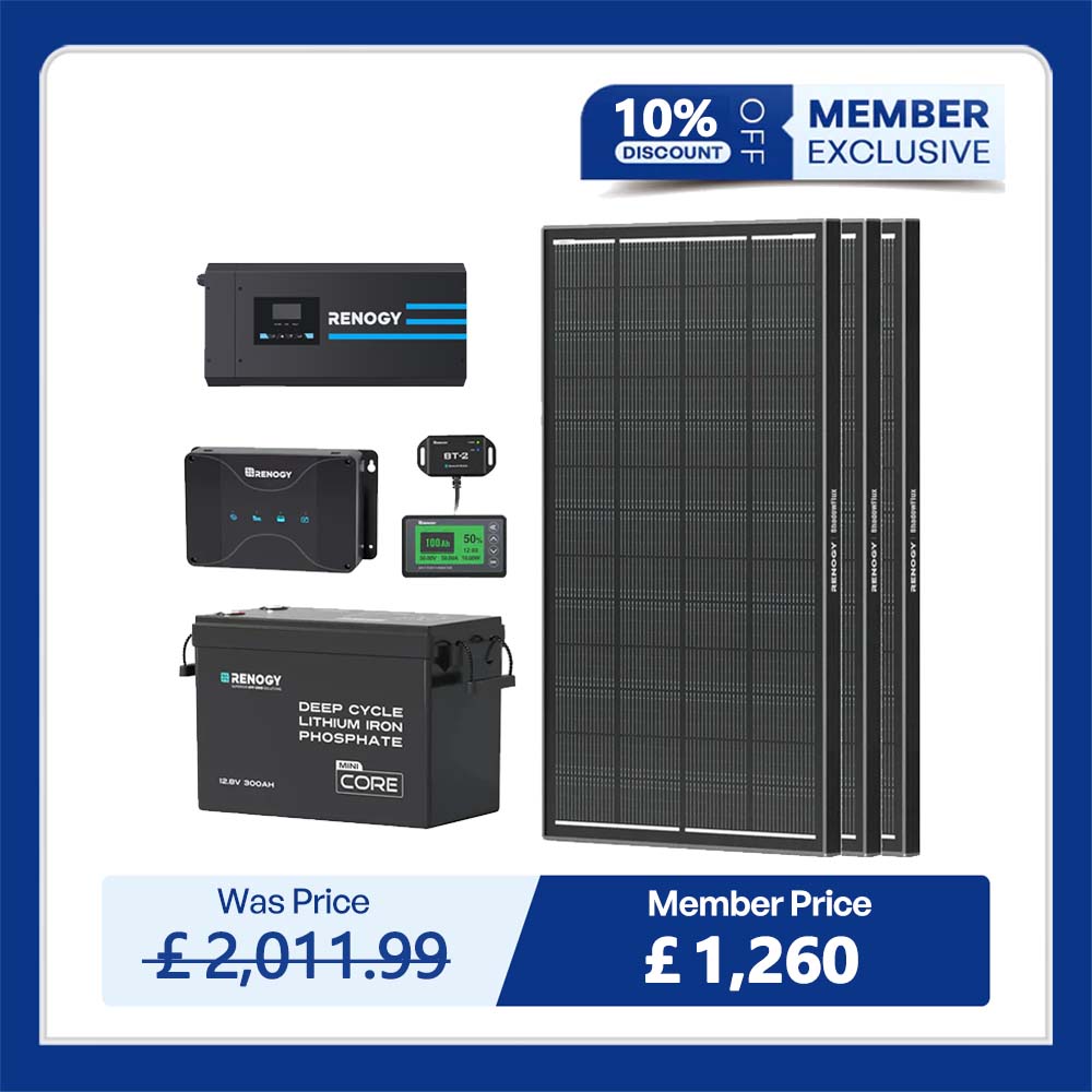 3.84kWh Motorhome Power Kit | 300Ah LiFePO4 Battery, 2000W Inverter