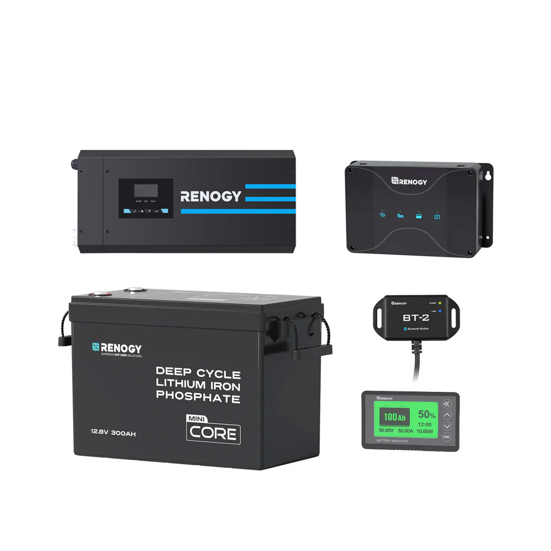 3.84kWh Motorhome Power Kit | 300Ah LiFePO4 Battery, 2000W Inverter