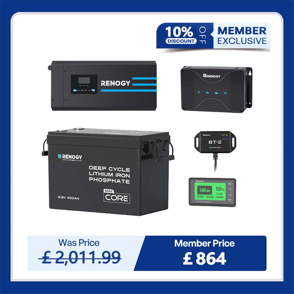 3.84kWh Motorhome Power Kit | 300Ah LiFePO4 Battery, 2000W Inverter
