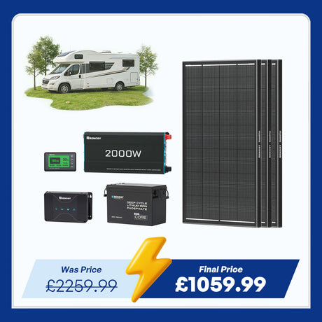 3.84kWh Motorhome Power Kit | 300Ah LiFePO4 Battery, 2000W Inverter