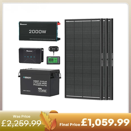 3.84kWh Motorhome Power Kit | 300Ah LiFePO4 Battery, 2000W Inverter