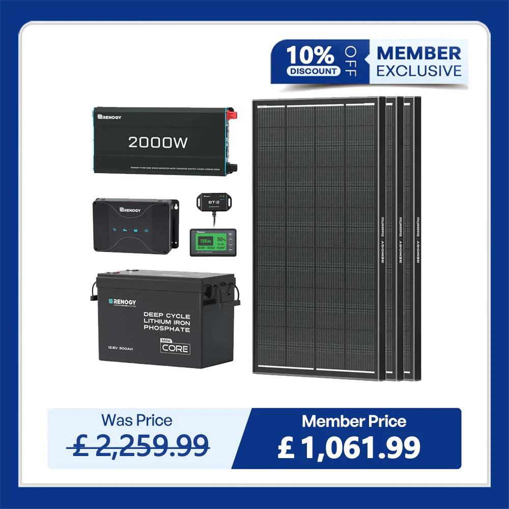 3.84kWh Motorhome Power Kit | 300Ah LiFePO4 Battery, 2000W Inverter