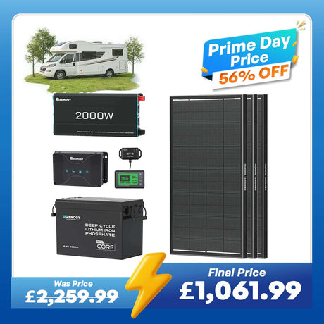 3.84kWh Motorhome Power Kit | 300Ah LiFePO4 Battery, 2000W Inverter