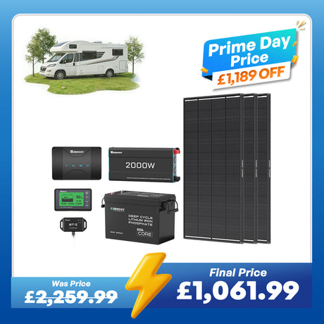 3.84kWh Motorhome Power Kit | 300Ah LiFePO4 Battery, 2000W Inverter
