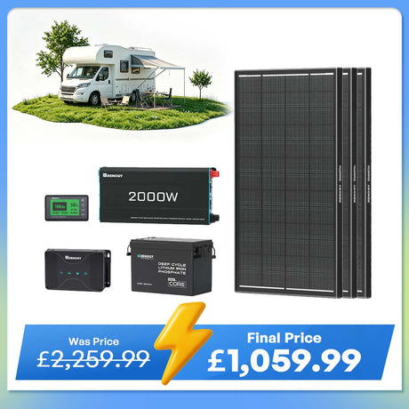 3.84kWh Motorhome Power Kit | 300Ah LiFePO4 Battery, 2000W Inverter
