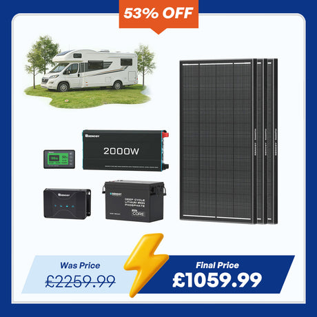 3.84kWh Motorhome Power Kit | 300Ah LiFePO4 Battery, 2000W Inverter
