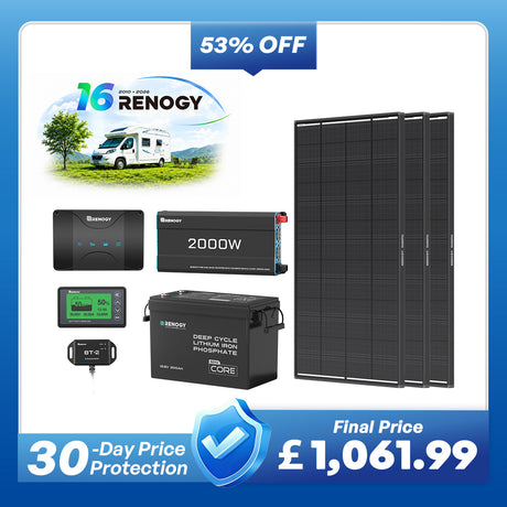 3.84kWh Motorhome Power Kit | 300Ah LiFePO4 Battery, 2000W Inverter
