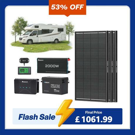 3.84kWh Motorhome Power Kit | 300Ah LiFePO4 Battery, 2000W Inverter