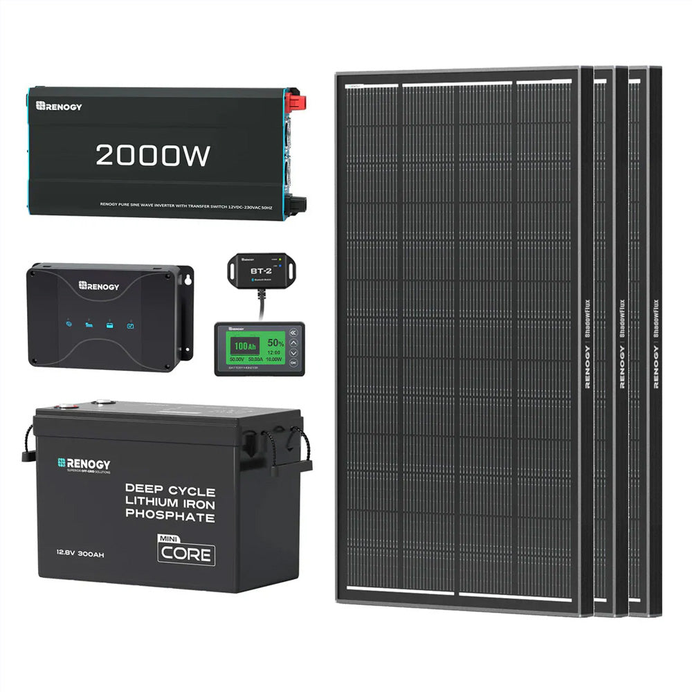 3.84kWh Motorhome Power Kit | 300Ah LiFePO4 Battery, 2000W Inverter