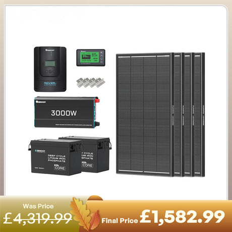 7.68Kwh Off-Grid Power System | 3000W Inverter, 300Ah Lithium Battery x2