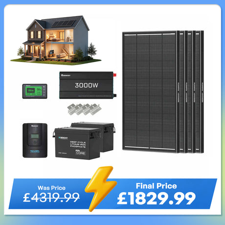 7.68Kwh Off-Grid Power System | 3000W Inverter, 300Ah Lithium Battery x2