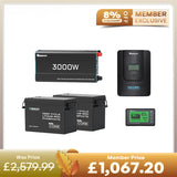 7.68Kwh Off-Grid Power System | 3000W Inverter, 300Ah Lithium Battery x2