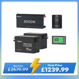 7.68Kwh Off-Grid Power System | 3000W Inverter, 300Ah Lithium Battery x2